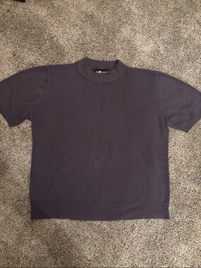 Sag Harbor women’s short-sleeve crewneck sweater - soft plum purple
